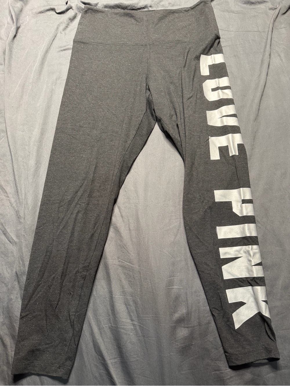 PINK Victoria's Secret Charcoal Gray Leggings with Gray Logo